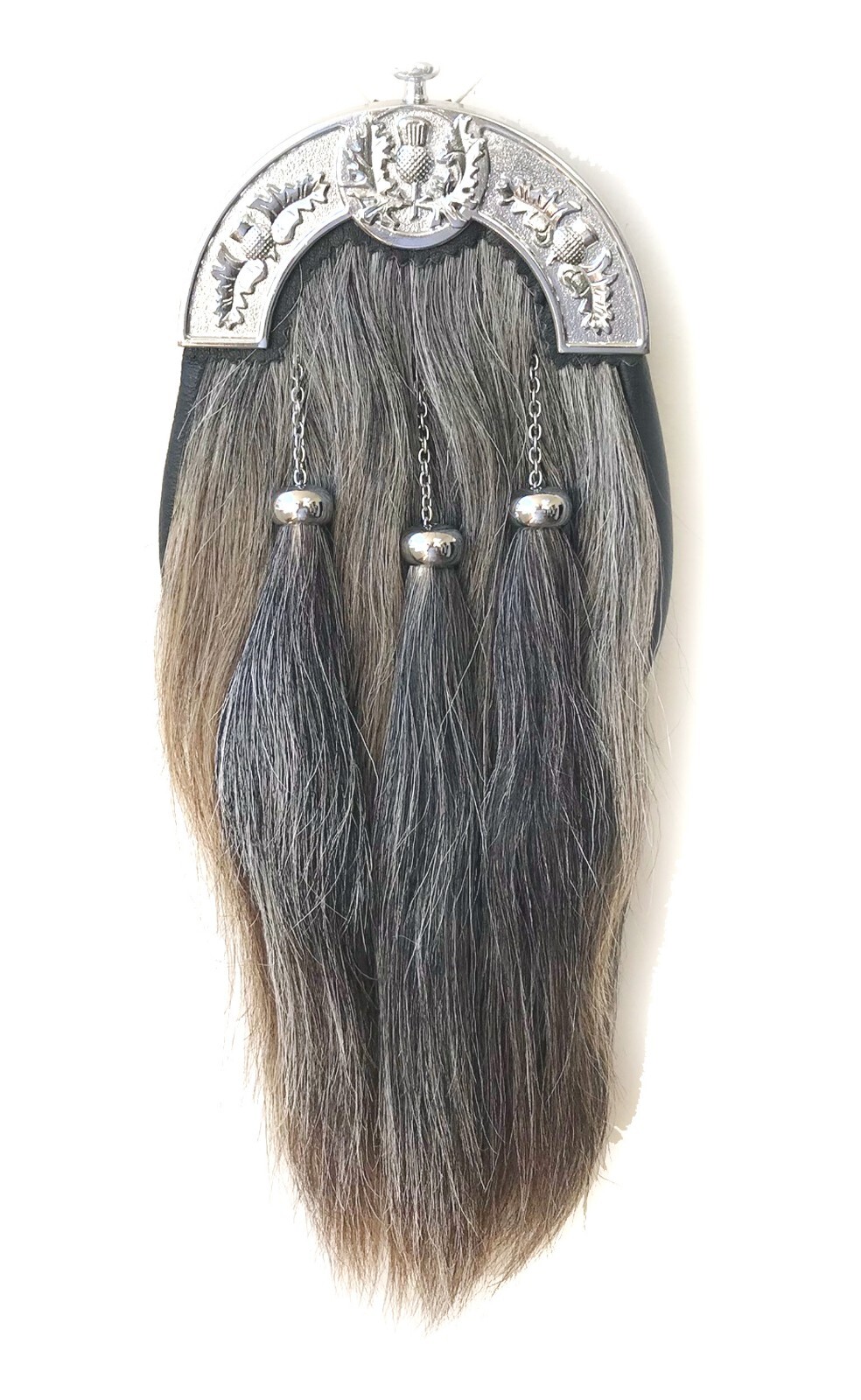 GRAY-MOUNTAIN GOAT SPORRAN: Real Leather Body-Chain Belt Strap