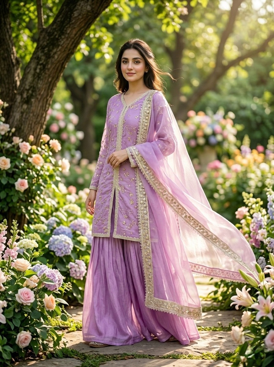 Eid Special Black Fancy Silk Readymade Kurta Palazzo With Dupatta For Women