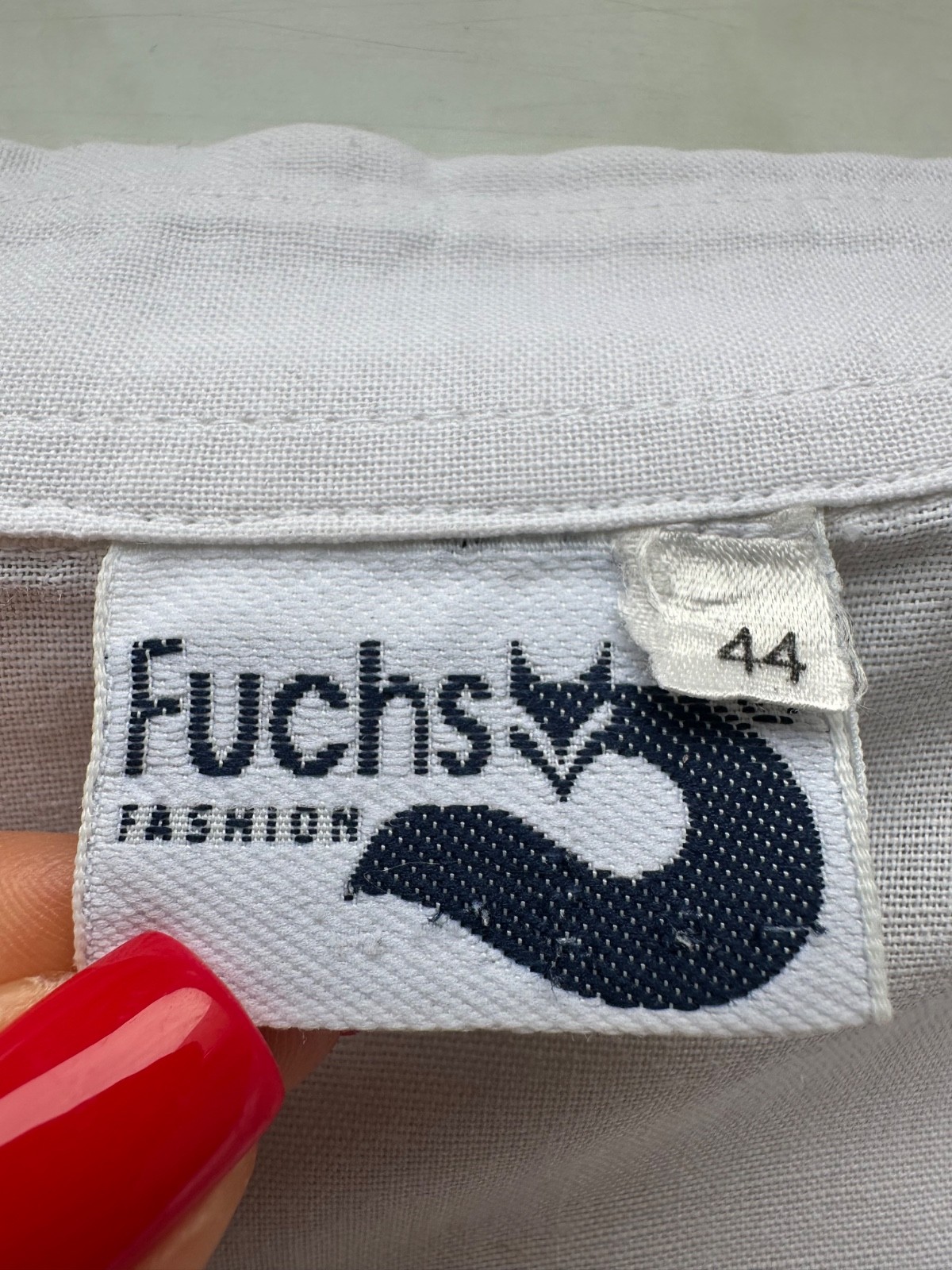 Vintage Fuchs Fashion Austria Trachten Blouse White Cotton Edelweiss Size 44 XL