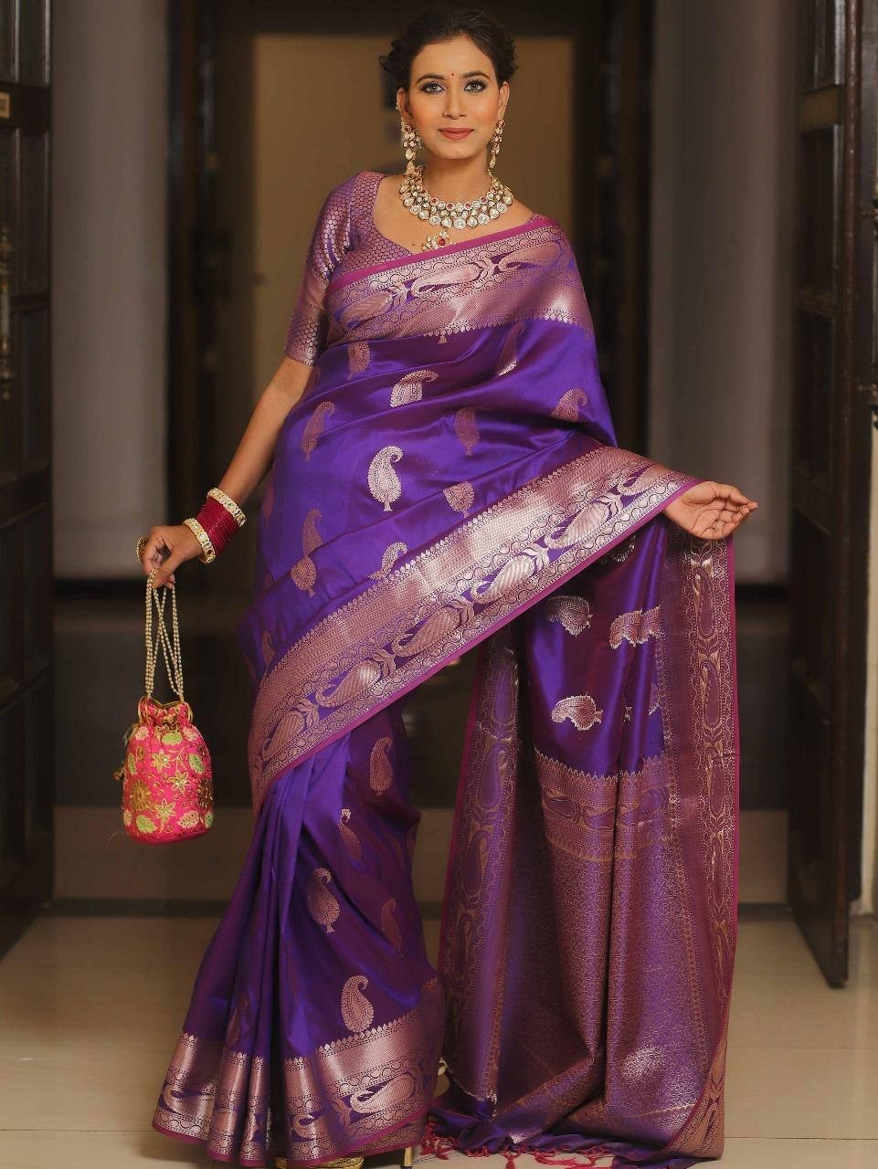 Women Pure Soft Designer Banarasi Saree Handloom Party Wedding Festive Bollywood