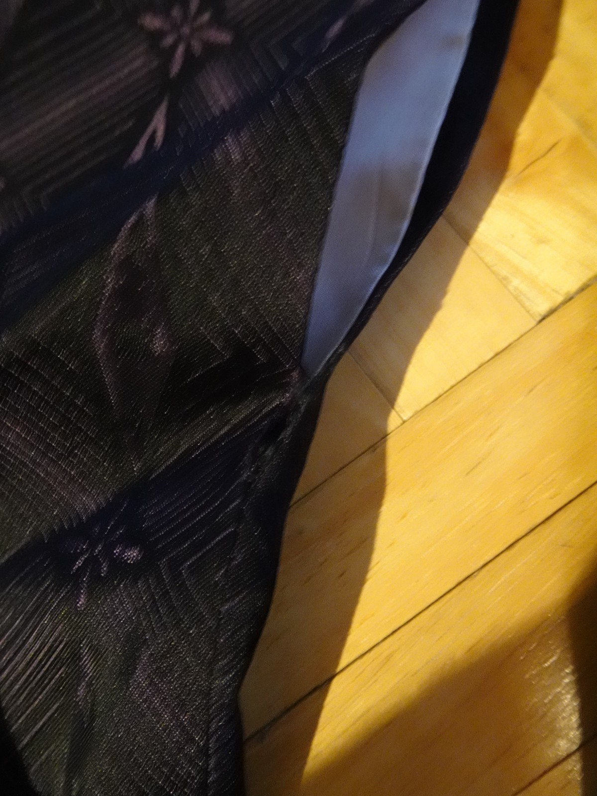 Black and Purple Silk Button Front Kimono
