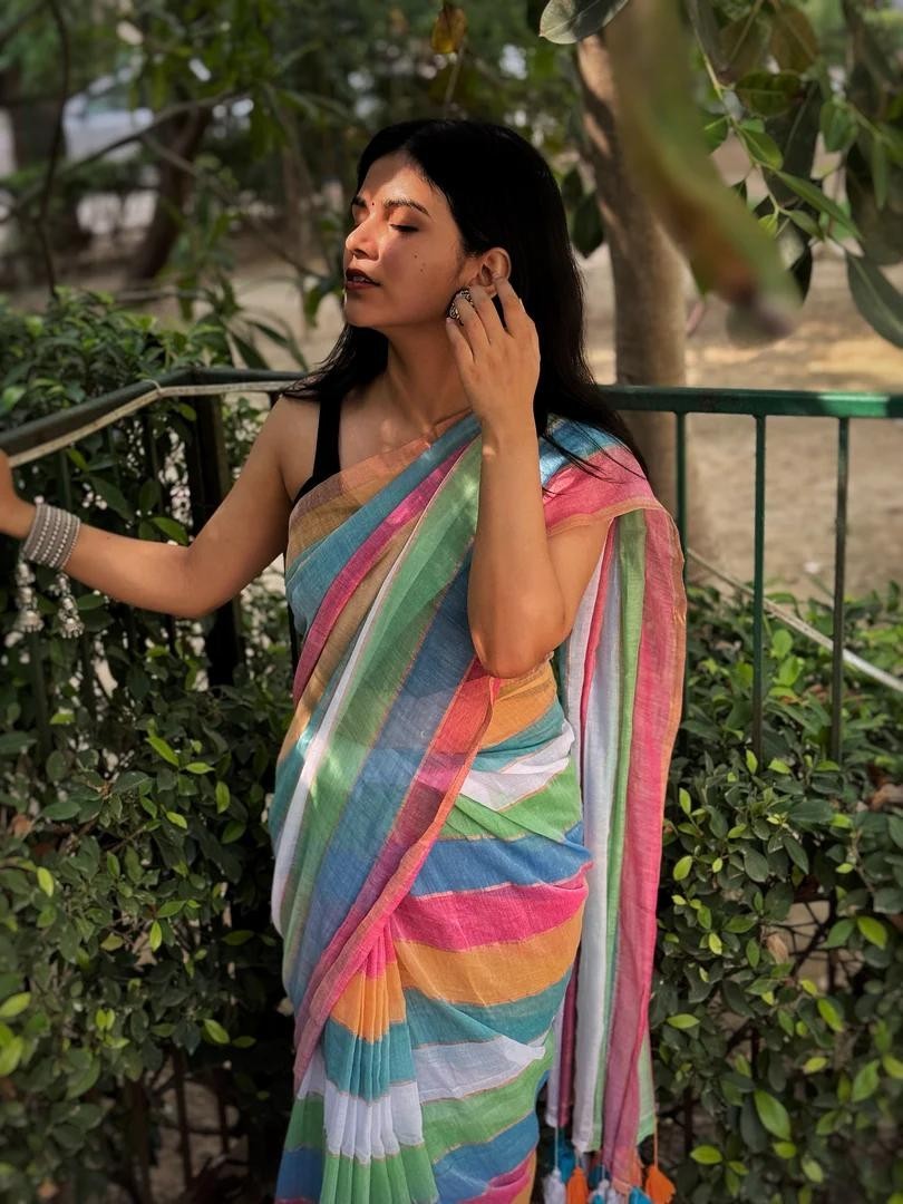 Mul Cotton Saree Women Ethnic wear Trending Bollywood very Soft saree zari work