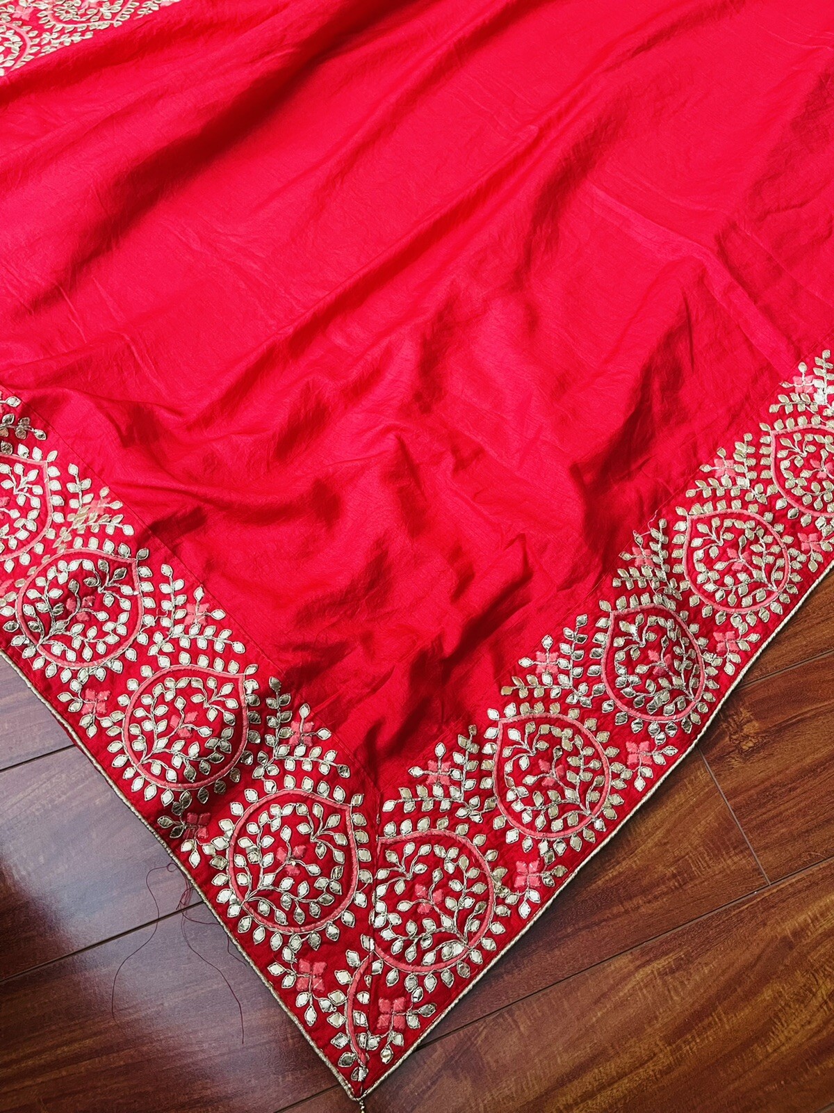 New Silk Gota Patti Border Saree Blouse Party Wedding Not Benarasi Pattu