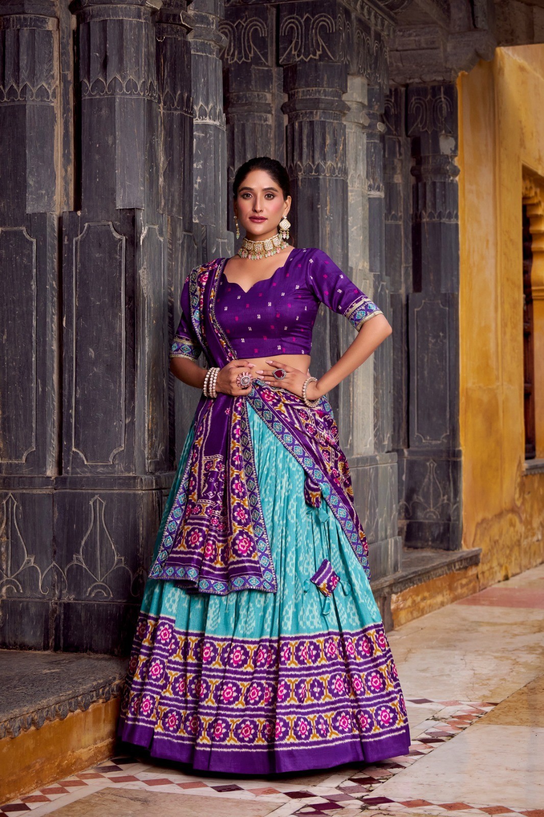 TASAR SILK LEHENGA CHOLI SET INDIAN ETHNIC DESIGNER WEDDING PARTY WEAR