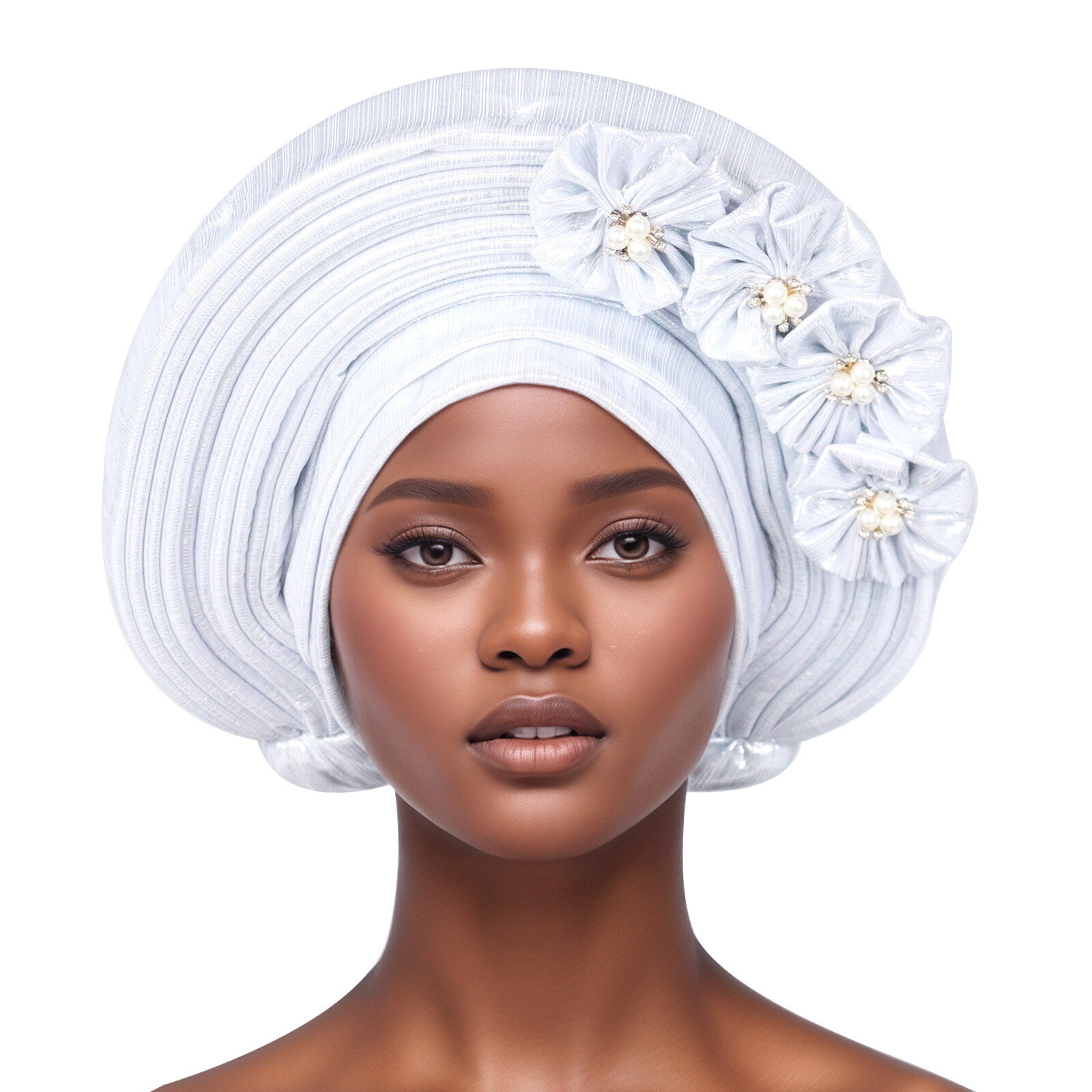 Auto Gele Headtie Head Wrap Caps Women Hats Multilayer Pleated African Headwear