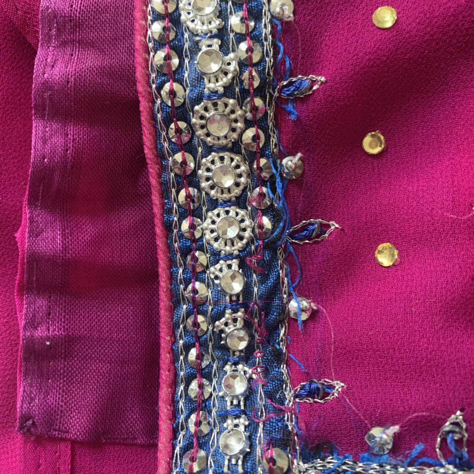 Sanskriti Vintage Indian Saree Georgette Hand Beaded Woven Fabric Ethnic Sari