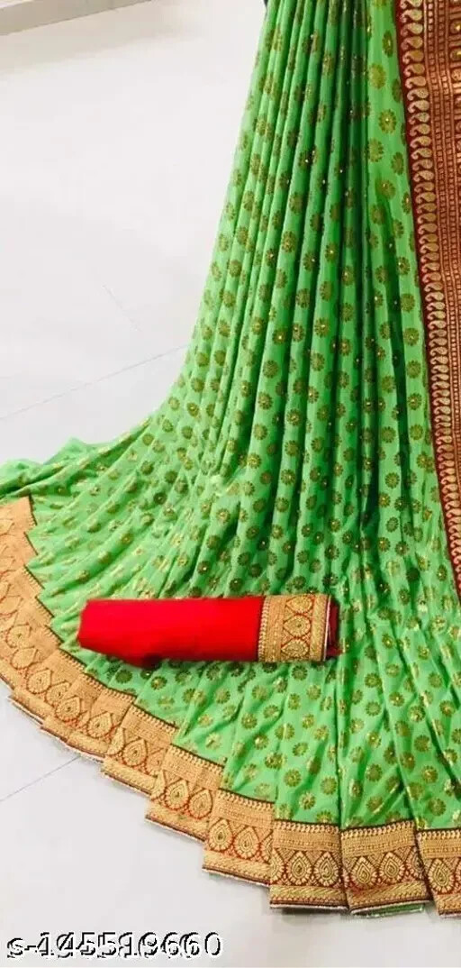 Women’s Banarasi Lycra Saree With blouse piece, Weeding Saree