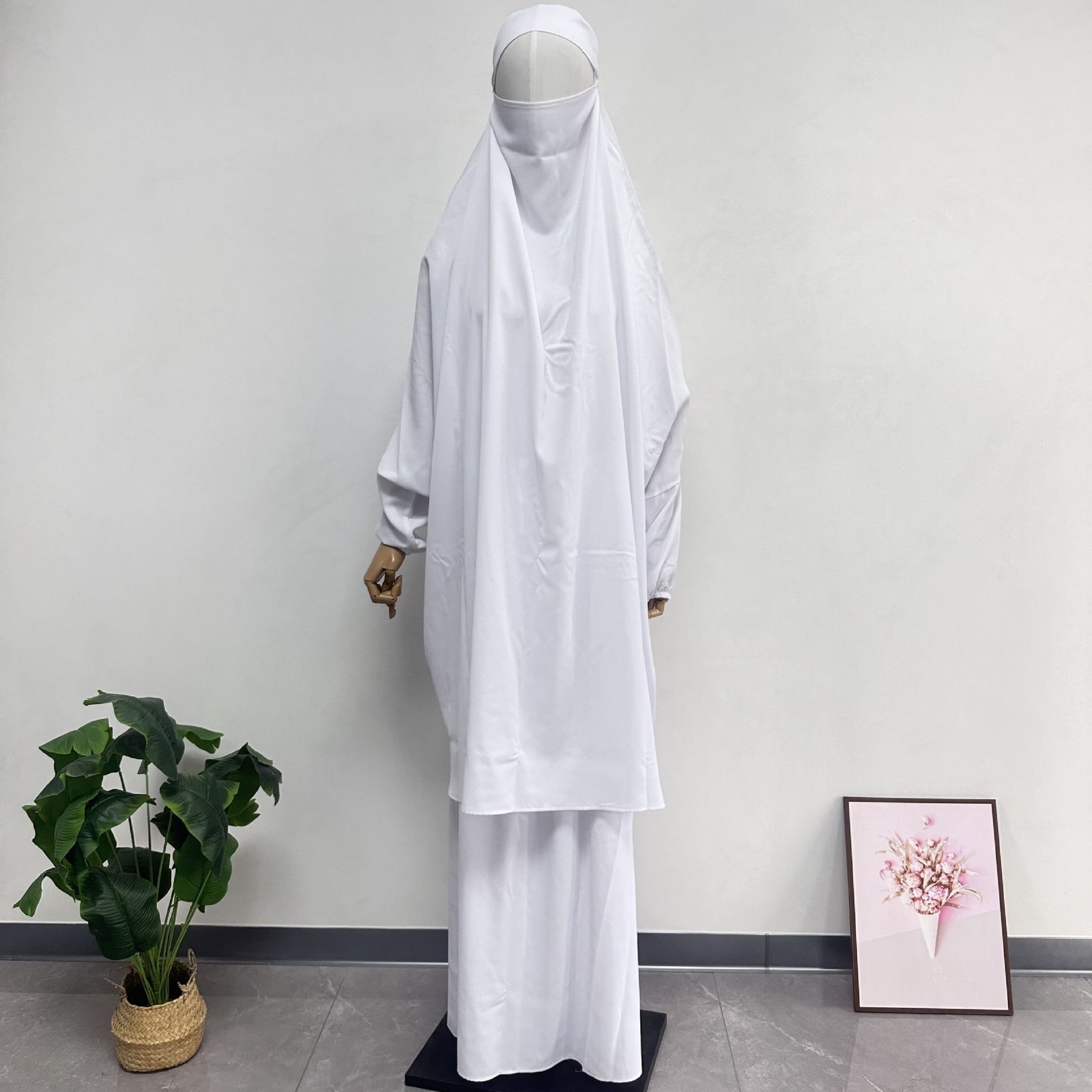 Muslim Women Kaftan Overhead Large Khimar Abaya Burka Ramadan Prayer Plain Set