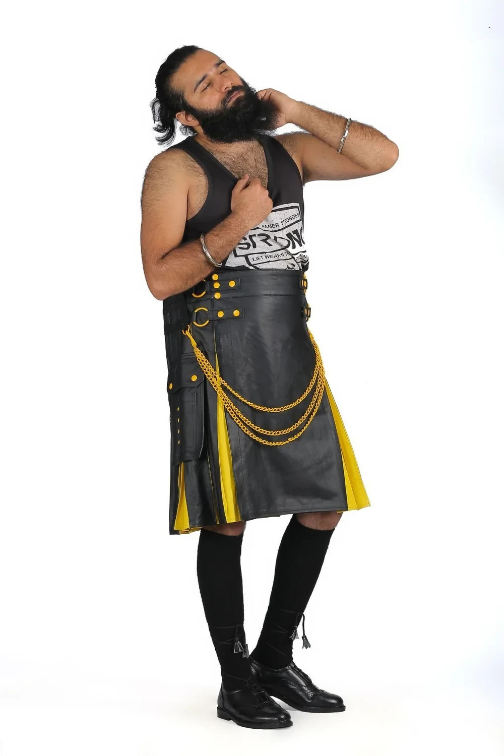 Trendy Unisex Two Toned Hybrid Leather Kilt