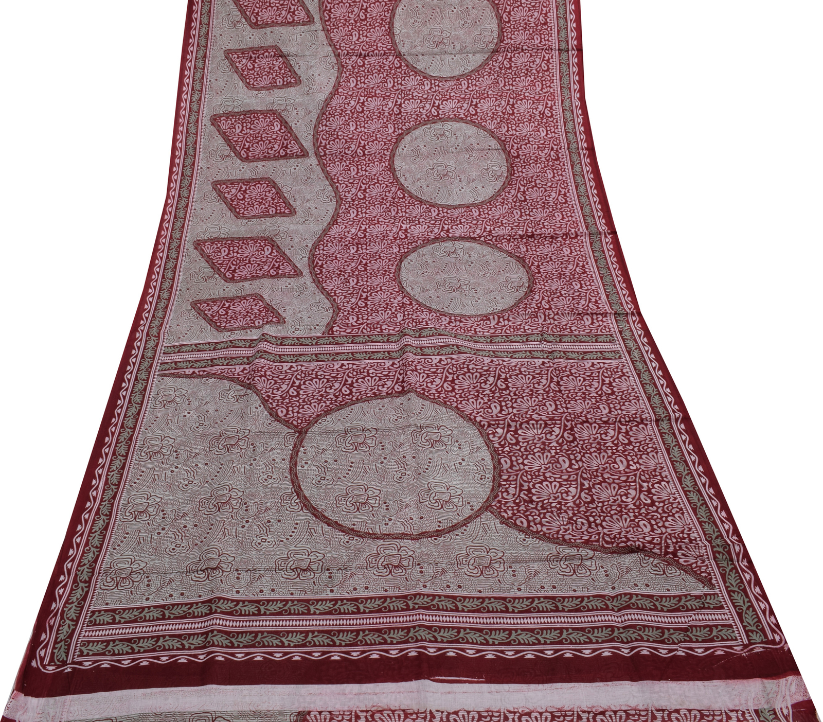 Sushila Vintage Indian Saree 100% Pure Cotton Printed 5 Yard Craft Fabric