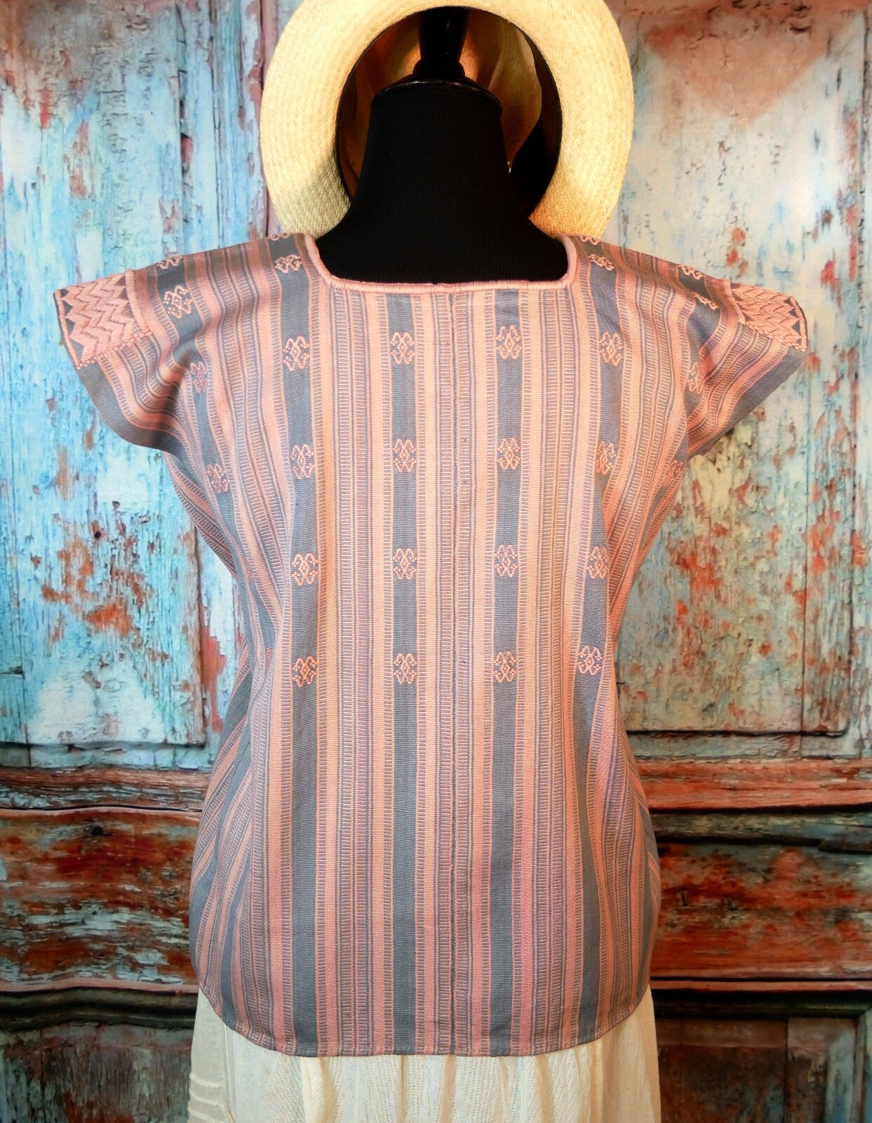 Medium Huipil Tunic Hand Woven Back Strap Loom Maya Chiapas Pantelho Mexico Boho