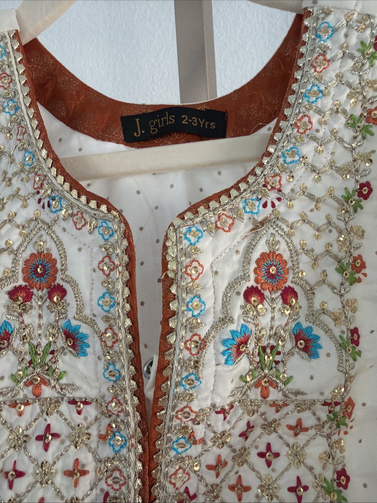 White Neutral Aesthetic Pakistani Eid Outfit Toddler Girl 2-3 Years Kameez