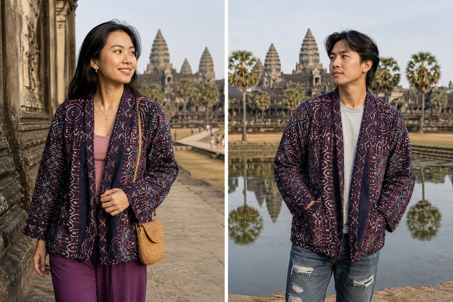 Indigo Quilted Kimono Jacket | Boho Cotton Coat | Handmade Kantha Style Layering
