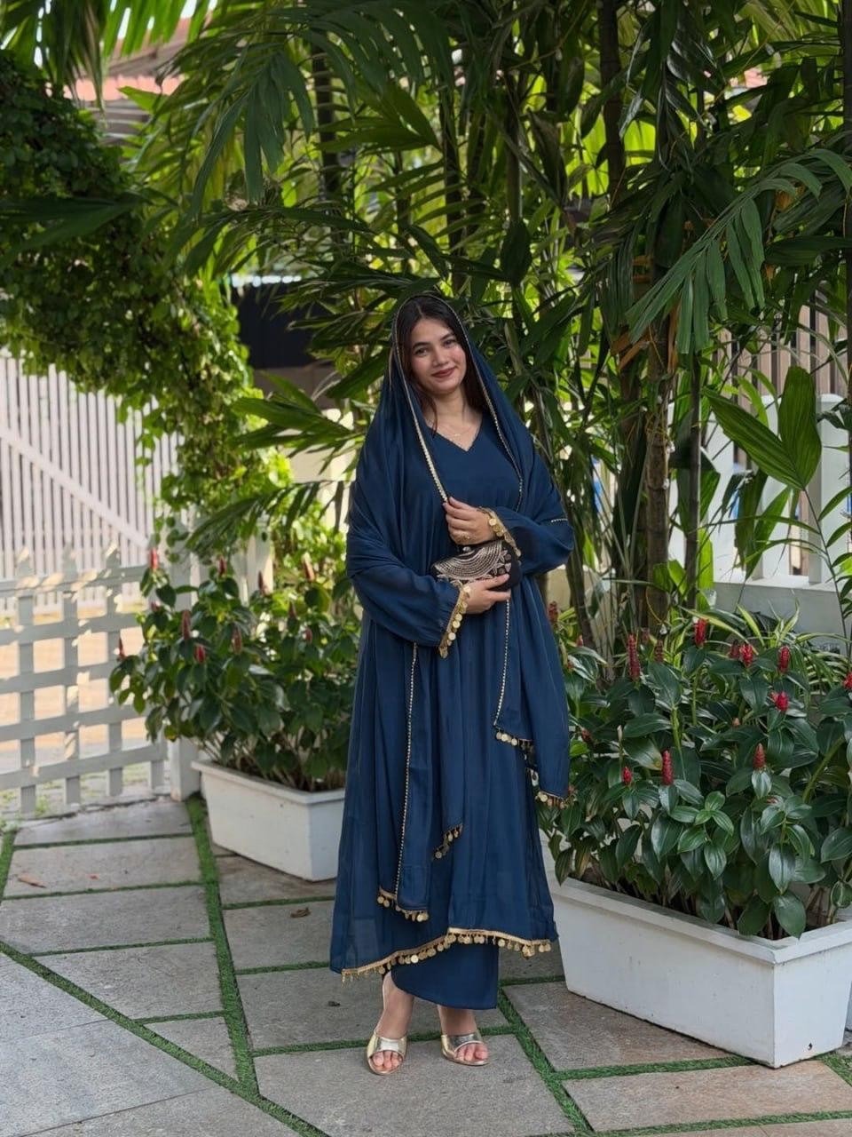 GOWN PLAZZO PAKISTANI INDIAN WEDDING PARTY WEAR DRESS BOLLYWOOD SUIT NEW