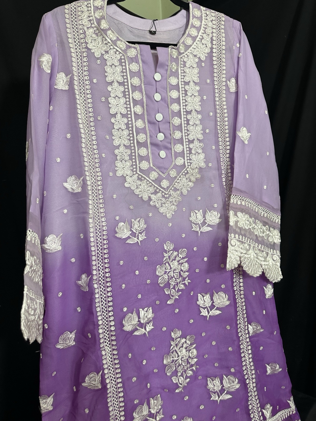 Beautiful Embroidered Chiffon 3 Pc Suit . Medium & Large Available – $46 Sale