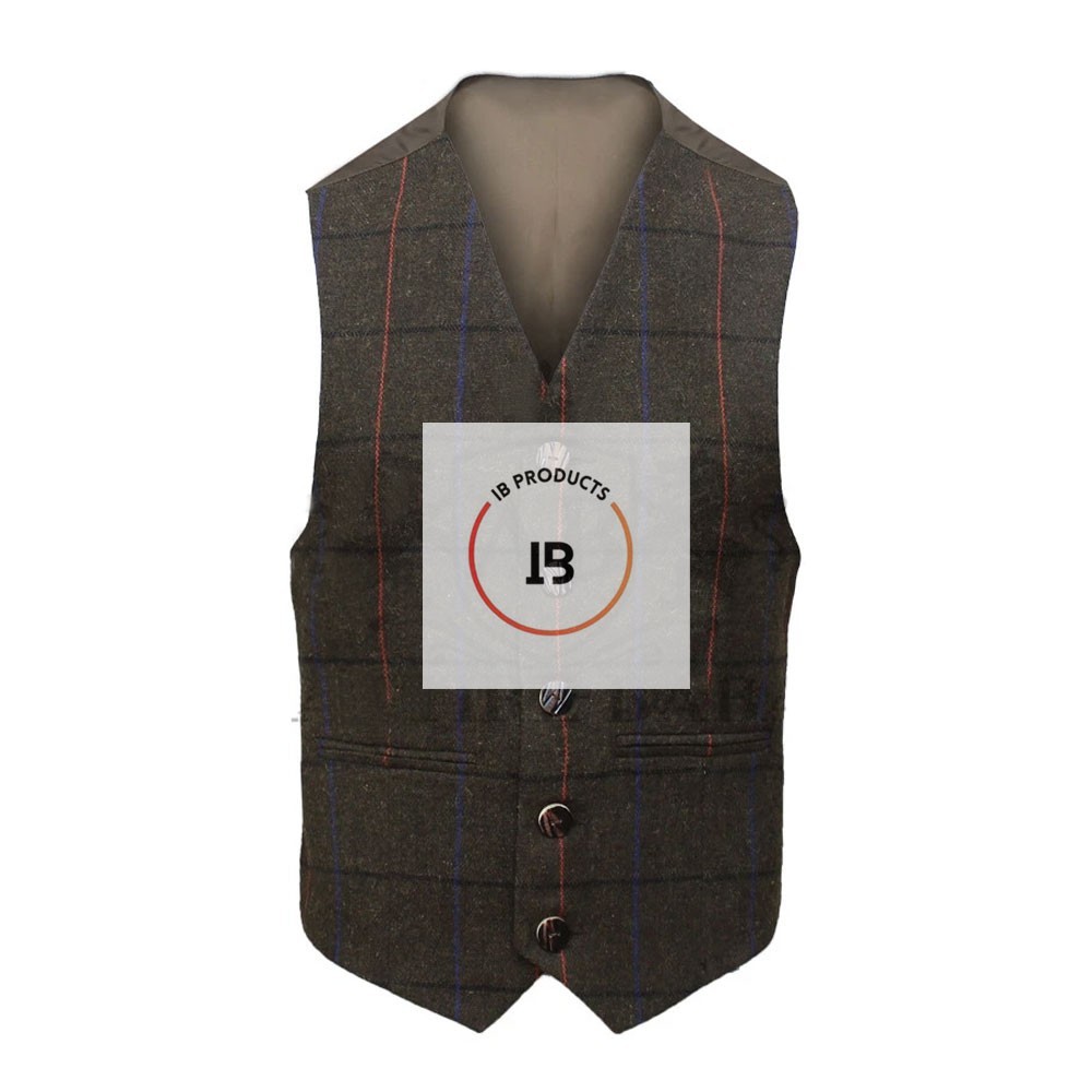IB Pro Brown Checked Argyle Kilt Jacket Scottish Blazer Wool Traditional Jackets