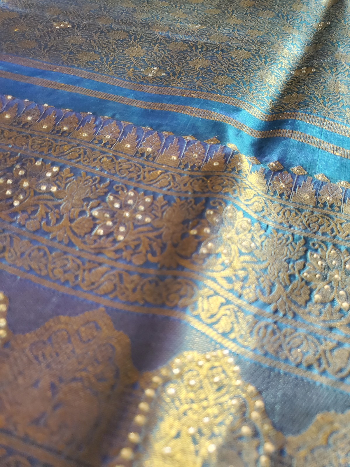 Women Pure Silk Brocade Stonework Kanjivaram Saree Designer Party Wedding Festiv
