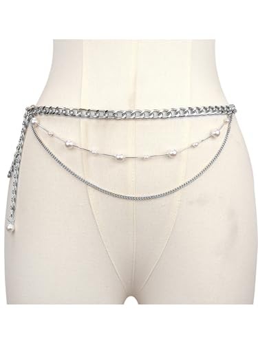 Chain Belt Chain Silver Chain Belt Gold Chain Belt with C2 – Pearl – silver