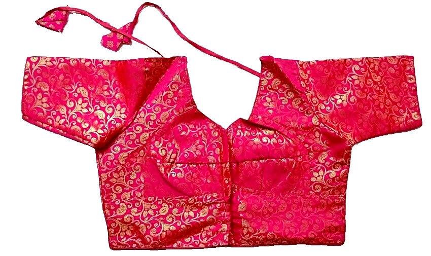 Indian Round Neck Pink Color Golden Color Flower Print Wedding Barnabas Blouse