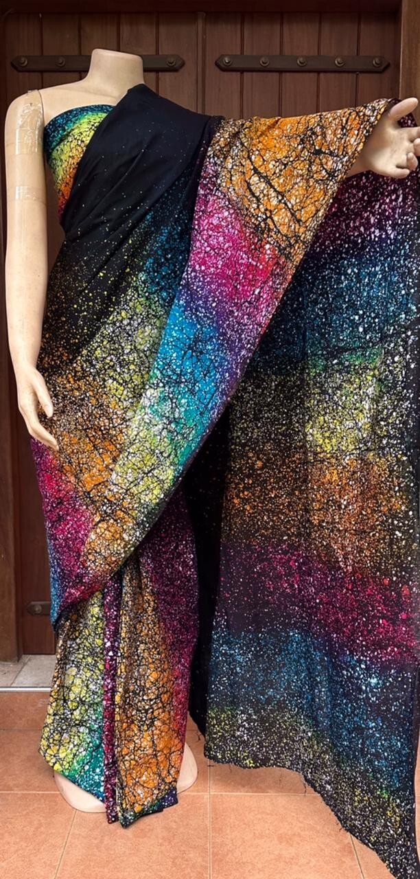Sri Lankan (Ceylon) Handmade Batik Sarees 100% Pure Cotton Traditional Design