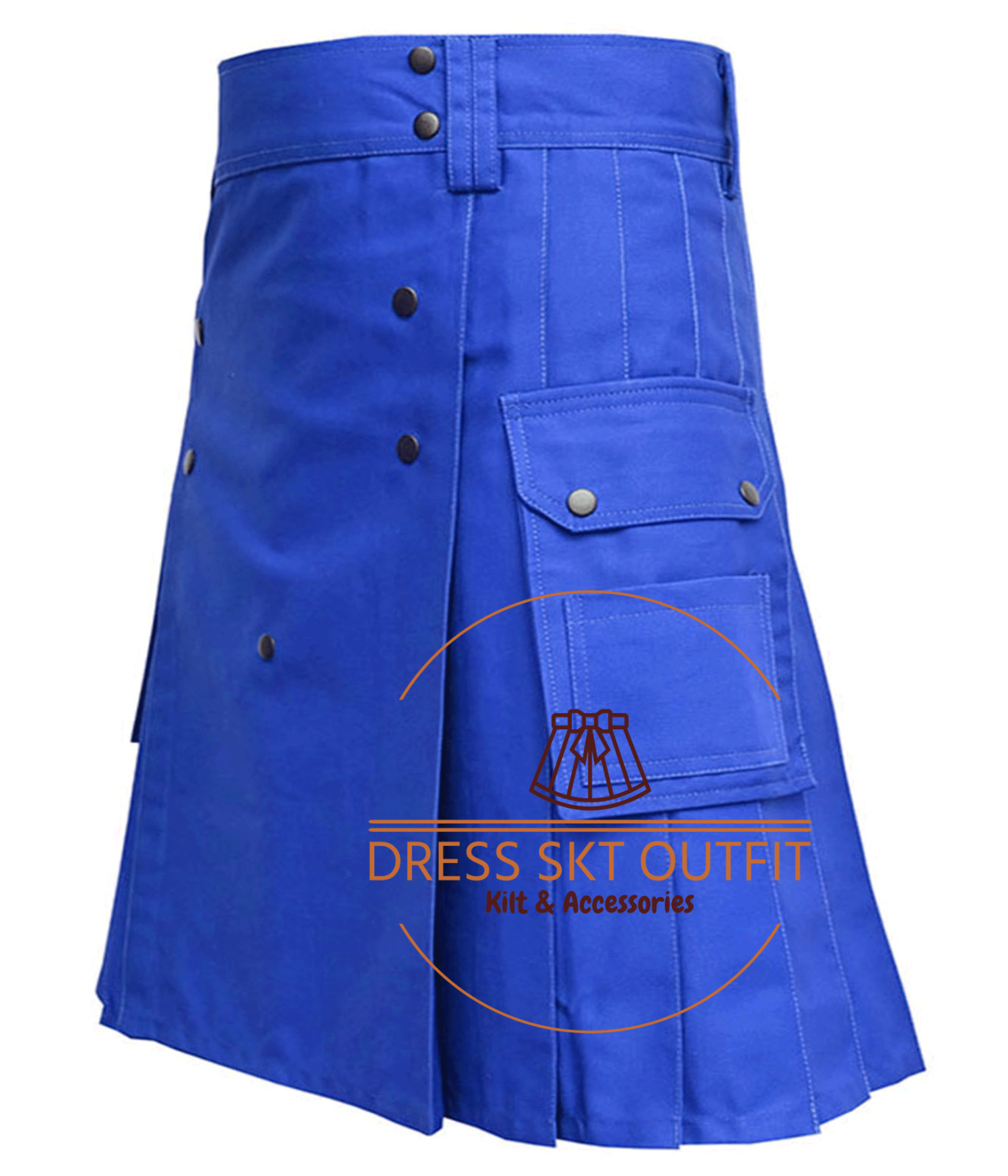 Scottish Handmade Traditional Blue Cotton Utility kilt For Men’s Custom Size