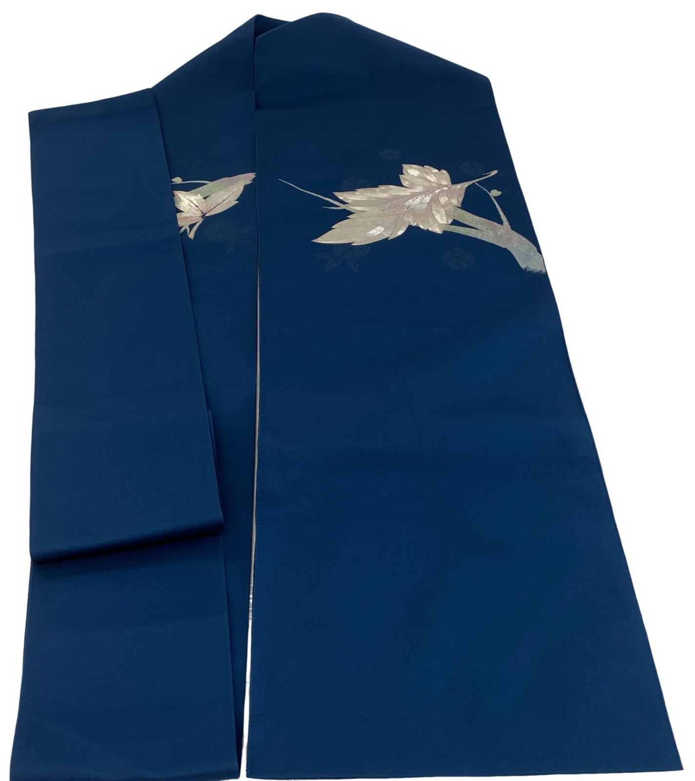 Japanese Vintage Kimono Nagoya Obi Silk Blue Traditional Embroidery 144×12 in