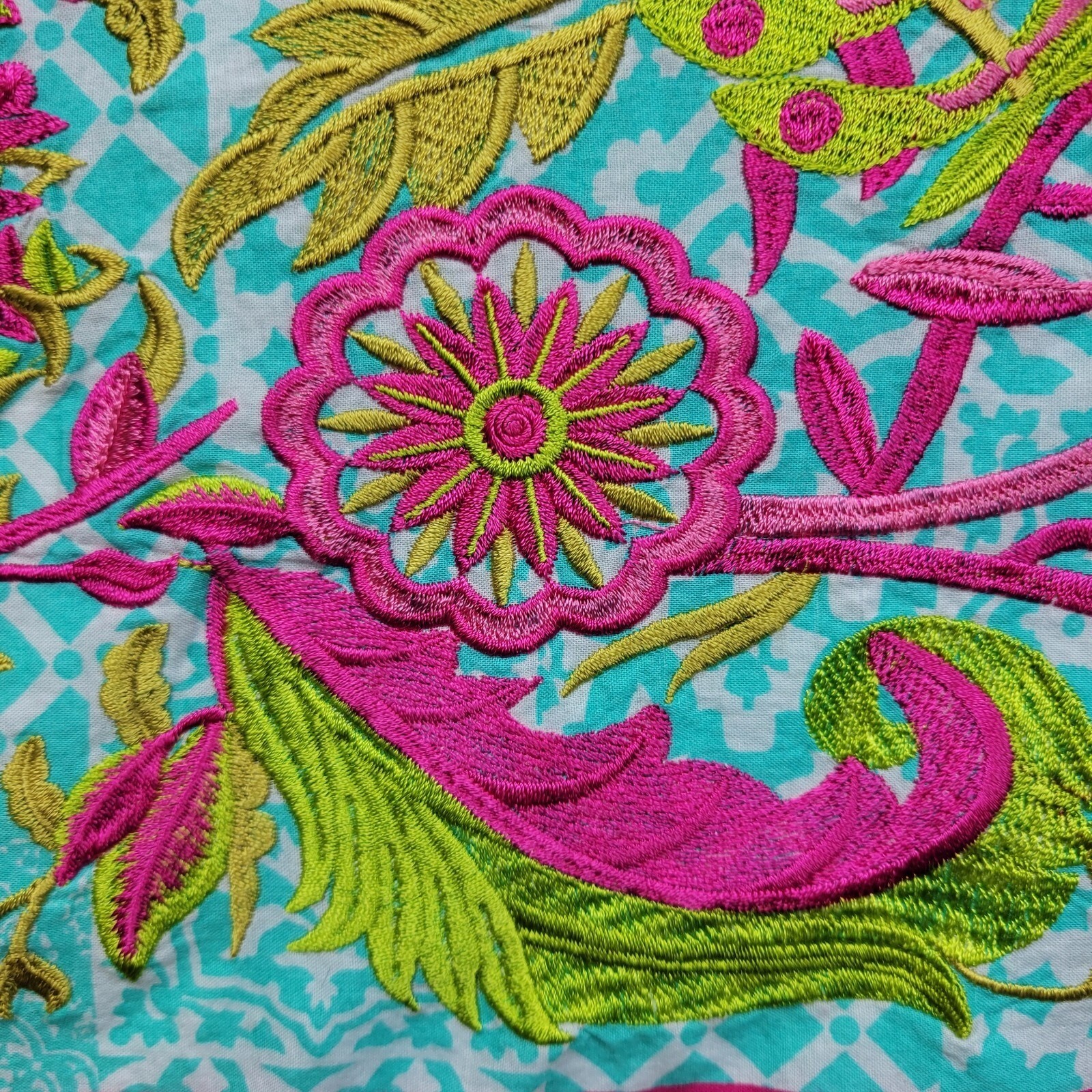 Khaadi Pret Pajama Womens Size Kurta Beach Cover Embroidered Teal Floral New