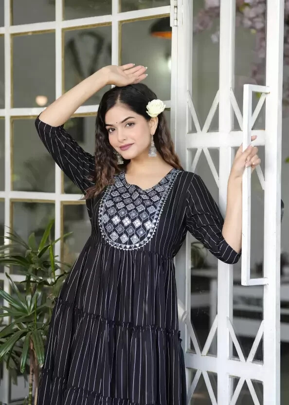 Bollywood Designer Long Gown Kurta Dress Beautiful Viscose Rayon Anarkali Kurti