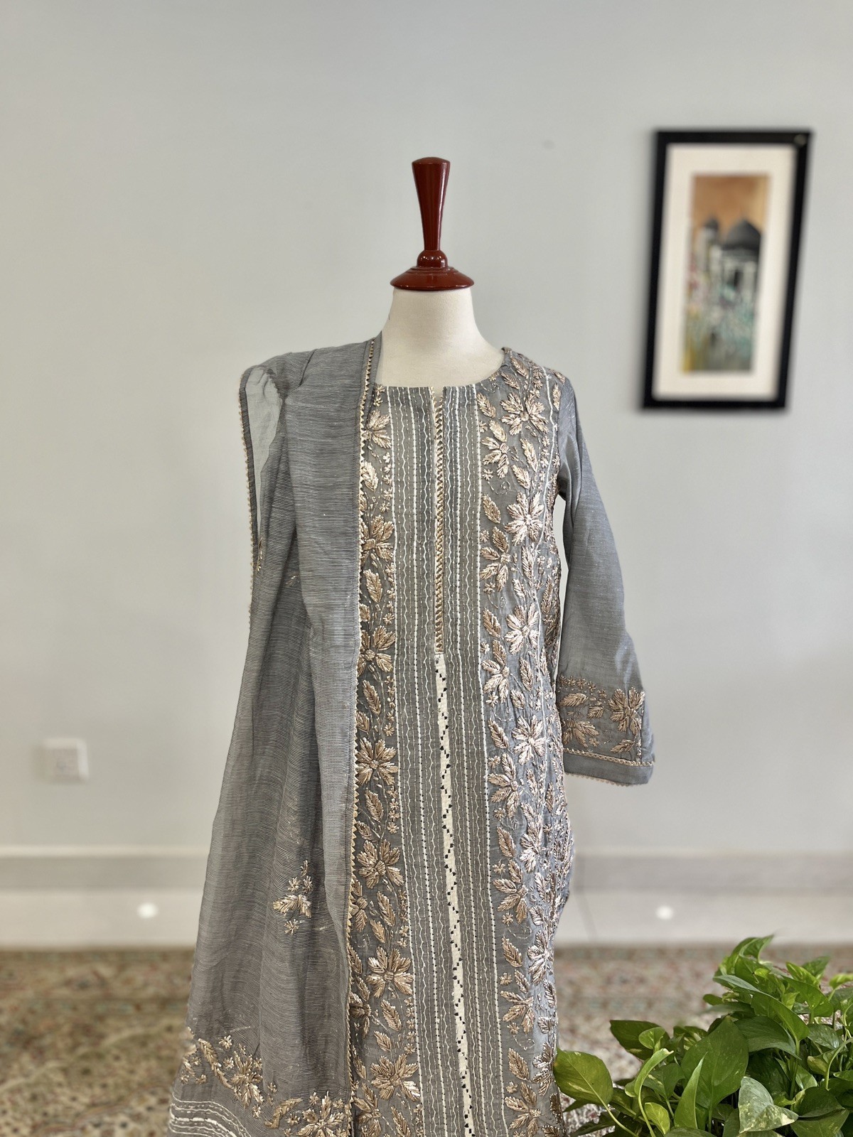 Grey Gotta collectionMint Stitched 4 Piece Indian Gotta Suit