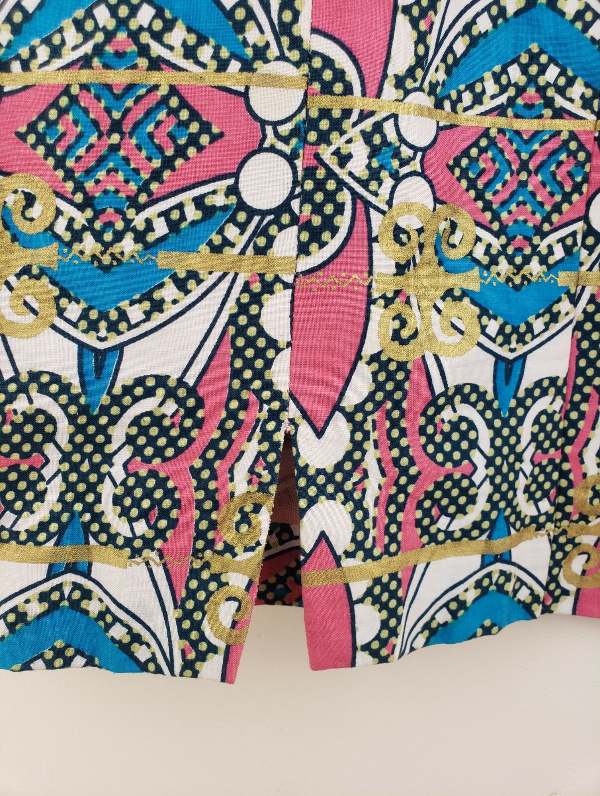 AFRICAN Ankara Print Cotton Cold Shoulder Shift Dress Pink/Blue Multi Color…