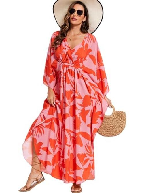 Kaftan Dresses for Women V Neck Summer Swimsuit Cover up Caftan Maxi Beach