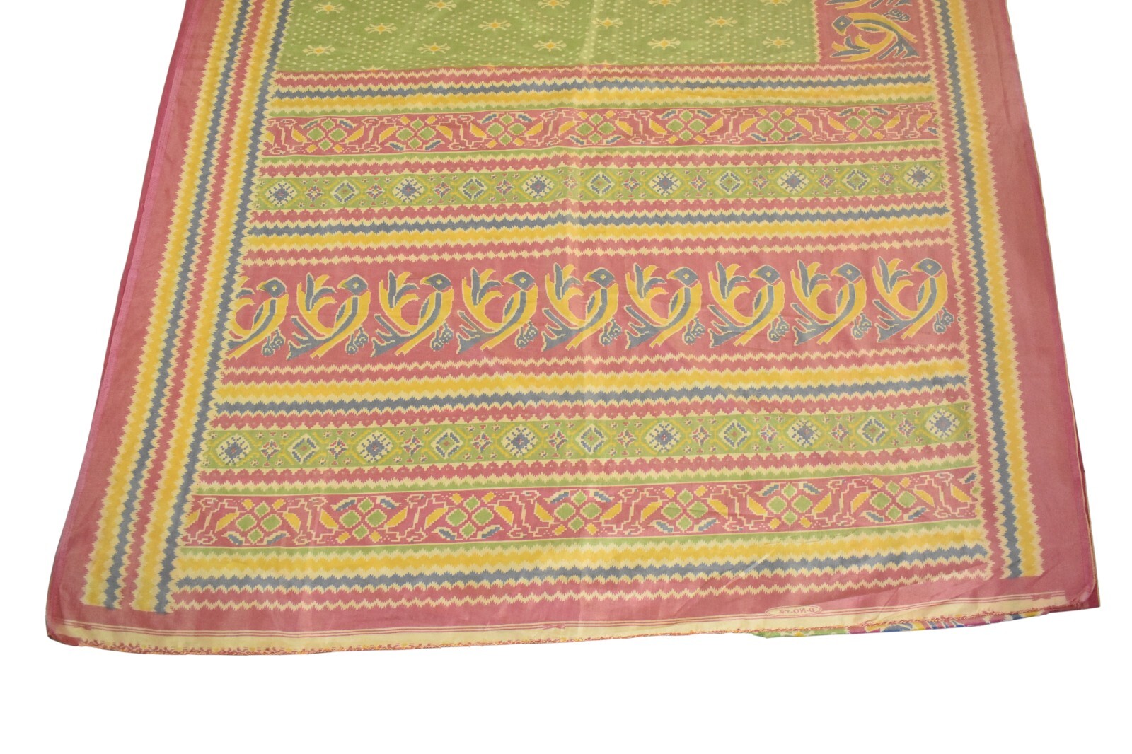 FNC Vintage Green Sambalpuri Ikat Sarees Handwoven Art Silk Sari Fabric Antique
