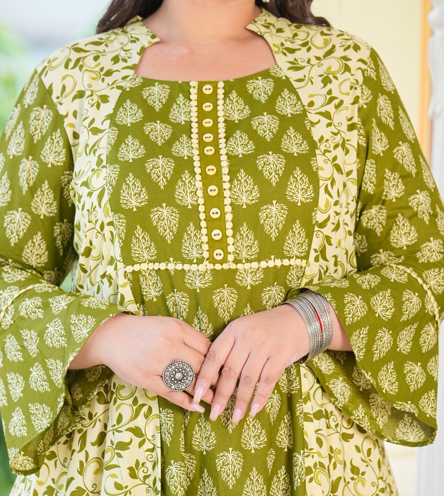 Anarkali Kurti – Plus Size Floral Printed Jacket Style Kurti by YASH GALLERY