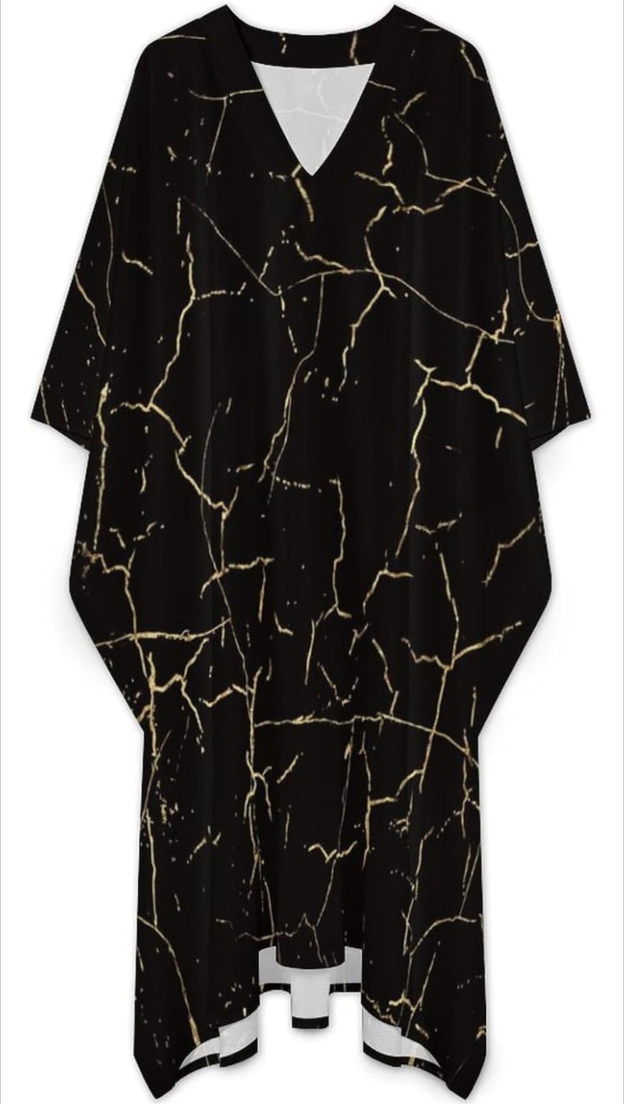 Hegropy 4XL Black Marble Pattern Men’s V-neck Robe Middle East Arabian Robe