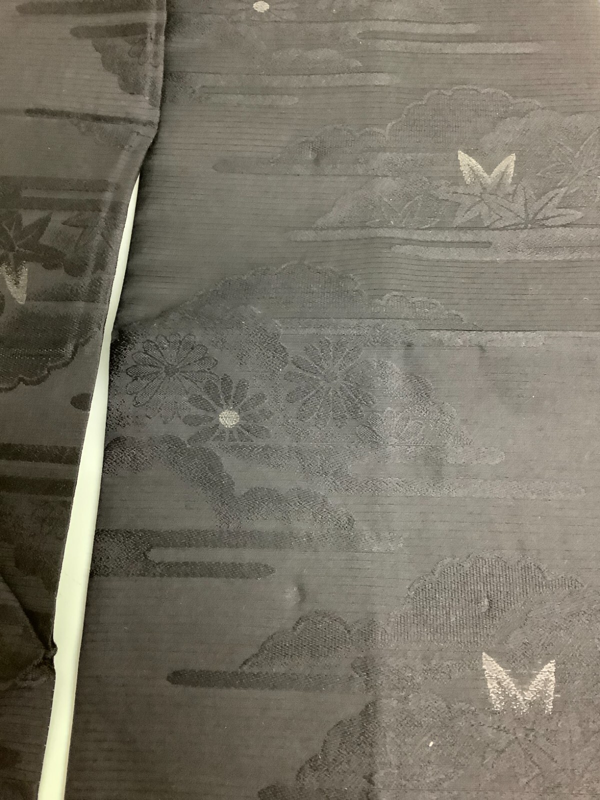 Japanese Vintage Kimono Nagoya Obi pure silk black tradition 140.9×12.5inch