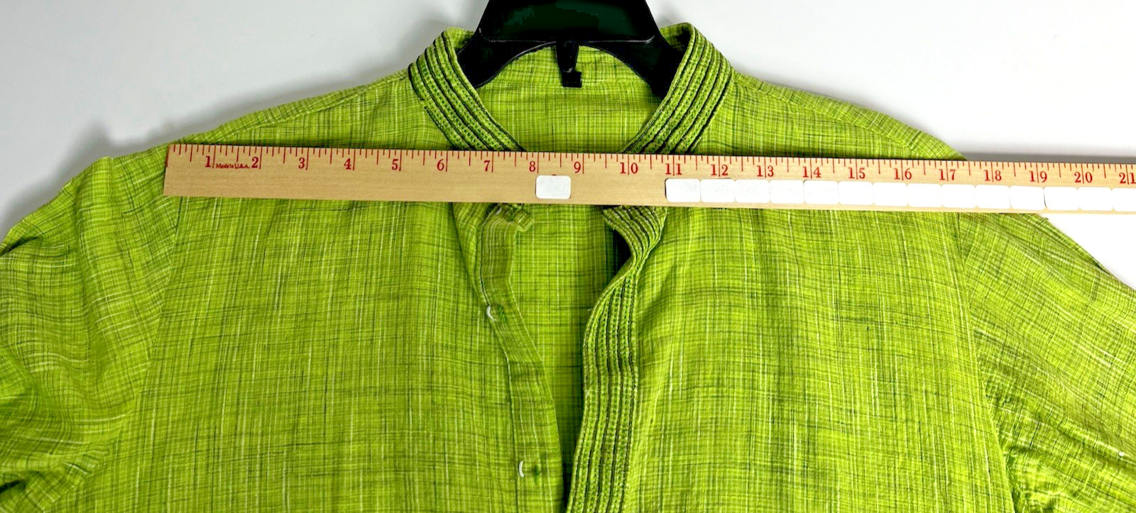 Vibrant Lime Green Kurta Linen Blend Long Sleeves Size 40 side slit