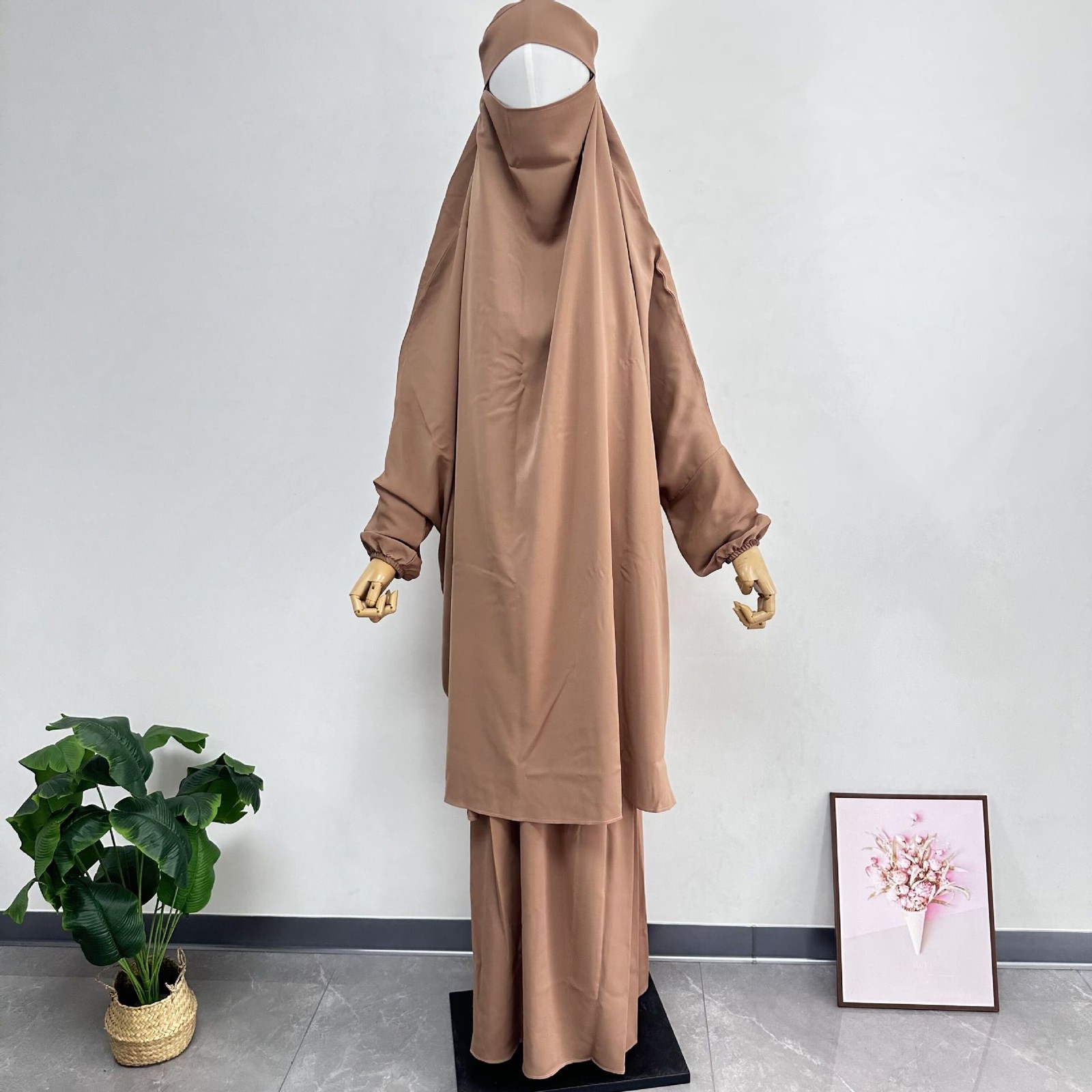 Muslim Women Kaftan Overhead Large Khimar Abaya Burka Ramadan Prayer Plain Set