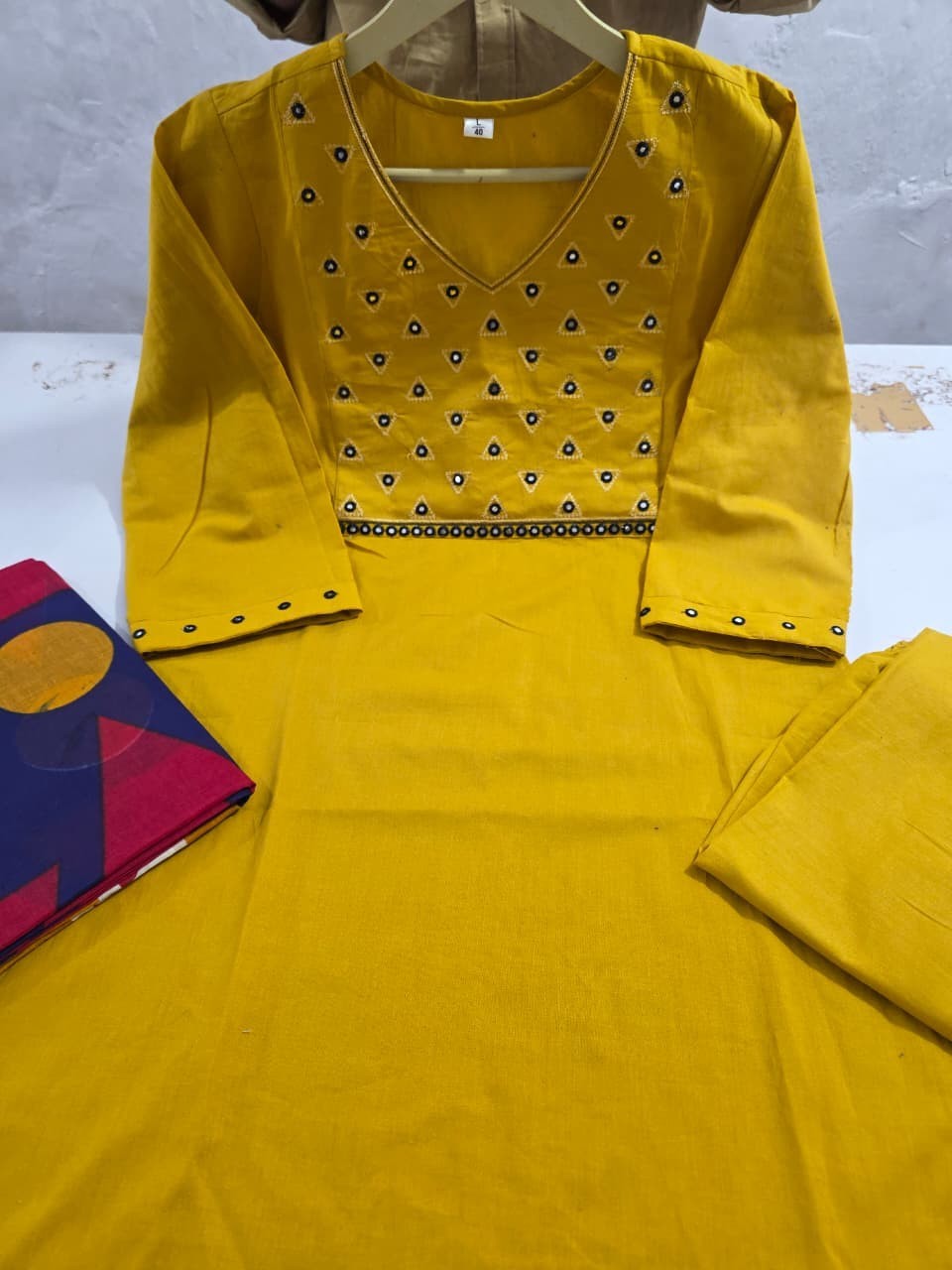 Pakistani Heavy Cotton Kurti Salwar Kameez Indian Party Wear Kurta Pant Set