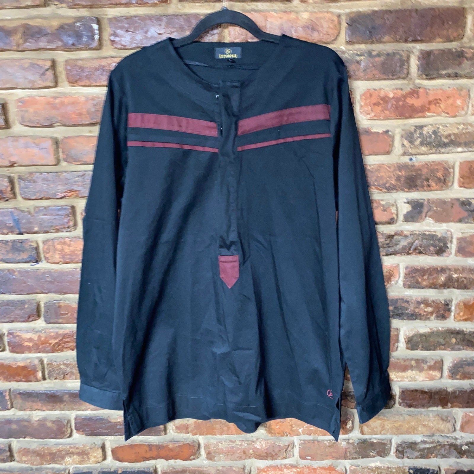 D’Iyanu Black Red African Dashiki Long Sleeve Top Men’s Size XL