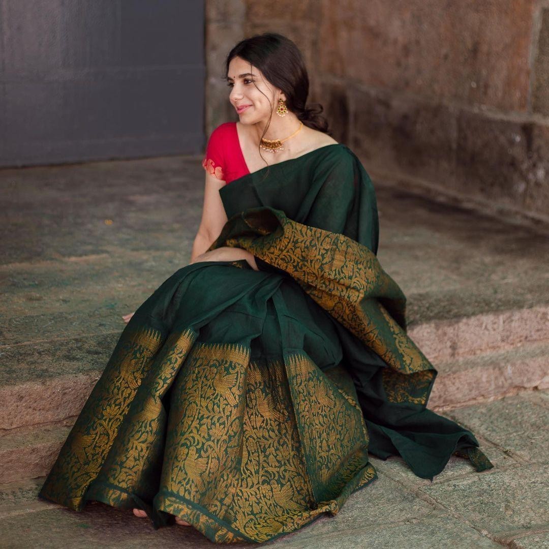New Indian Cotton Silk Saree/Sari With Blouse Piece Party Wedding Wear For Women