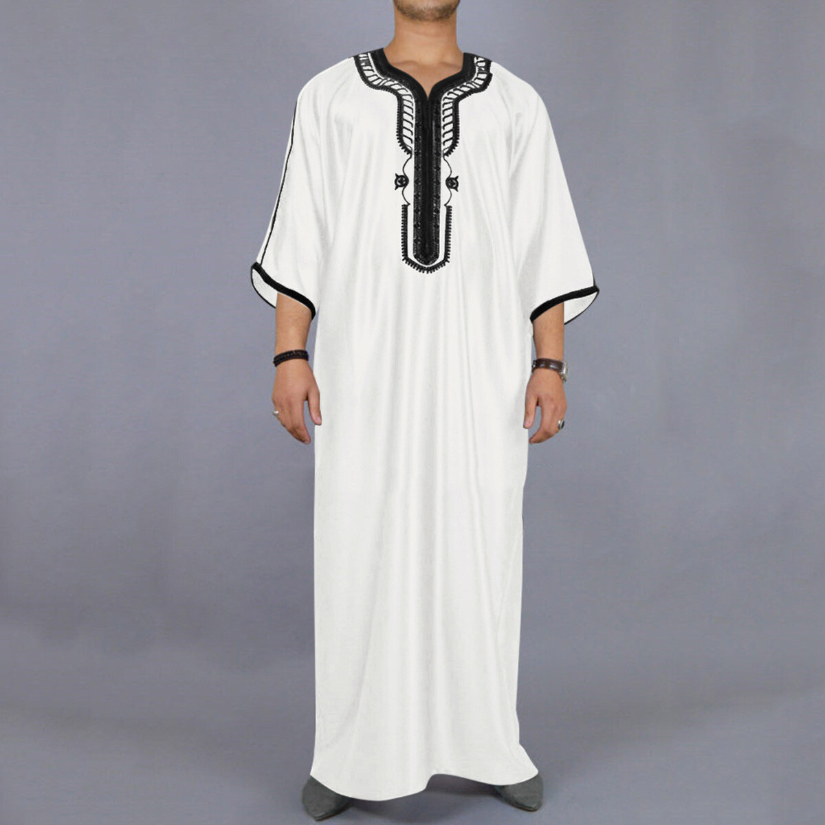 Men Muslim Robe Clothing Ethnic Loose Kaftan Thobe Abaya Arab Dubai Islam Dress