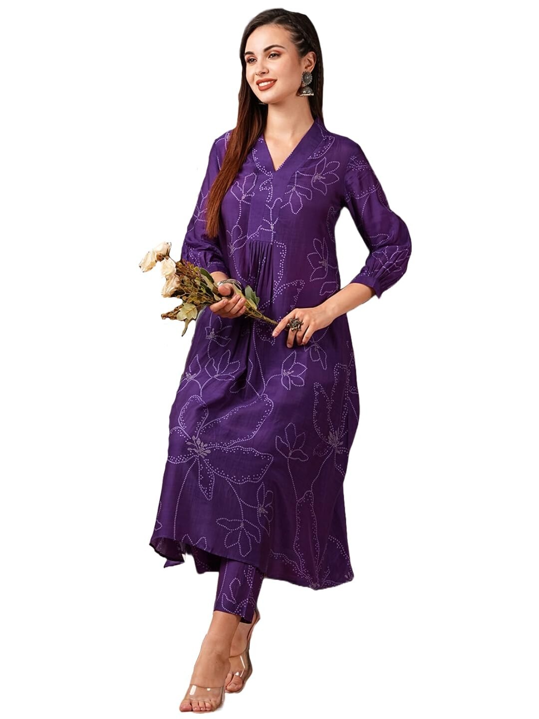 Women’s Rayon Blend A-Line Printed Kurta with Pant