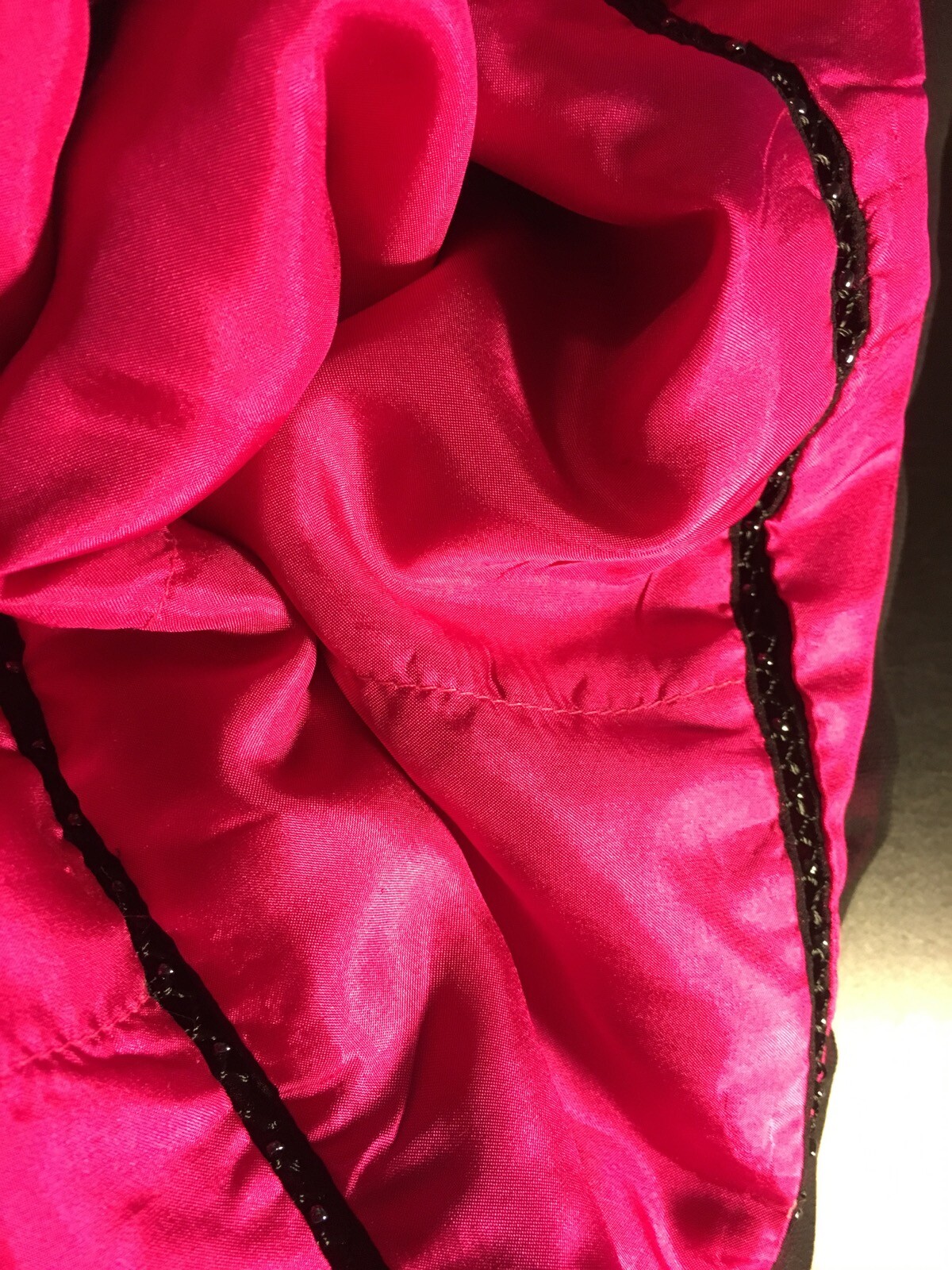 VTG Asian Pant Suit Quilted Silk Burgundy Top Pink Red Peonies Mandarin Floral S