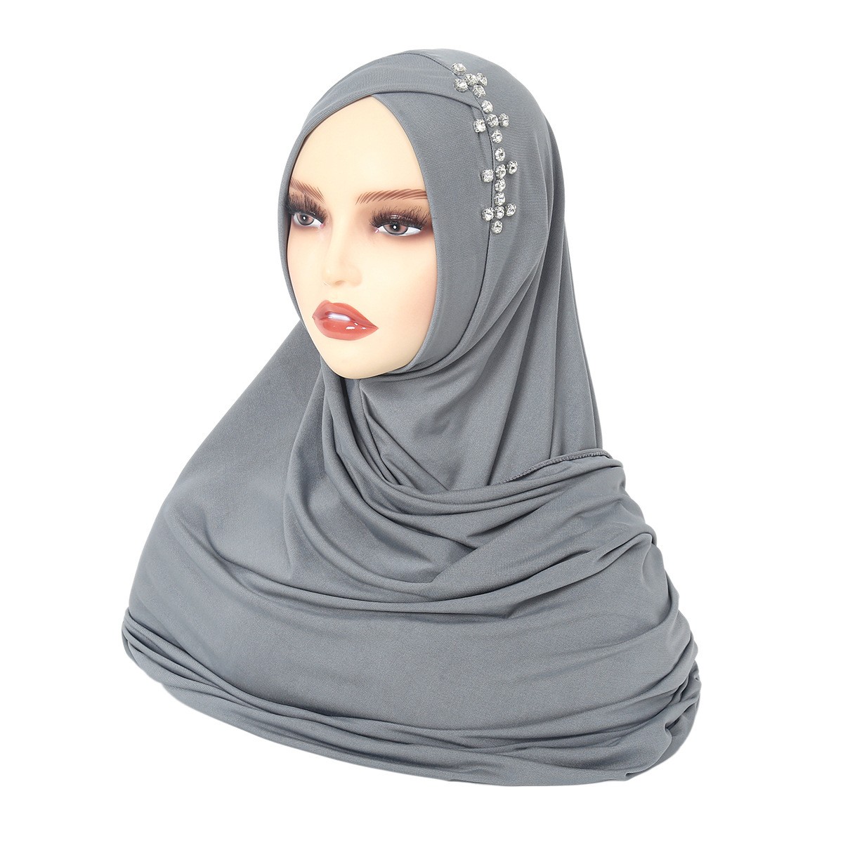 Muslim Women Hijabs Fashion Rhinestones Instant Head Wrap Long Scarf Shayla