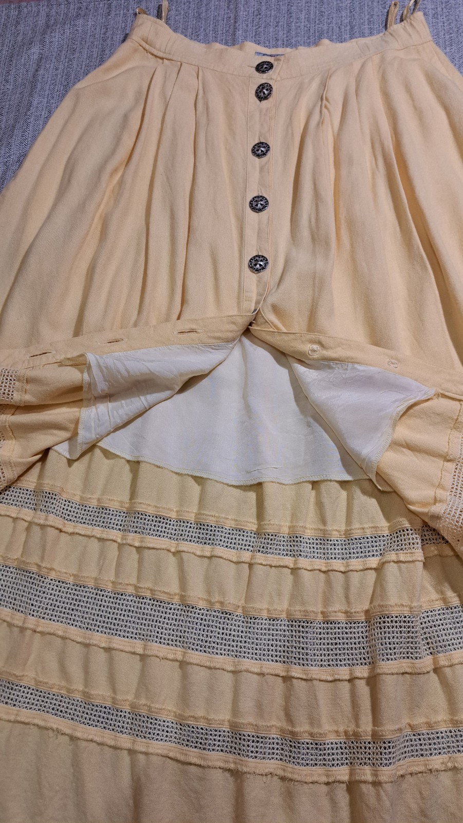Vintage German Dirndl Set Bodice Blouse Skirt Linen Alpine Oktoberfest Sz M/EU40