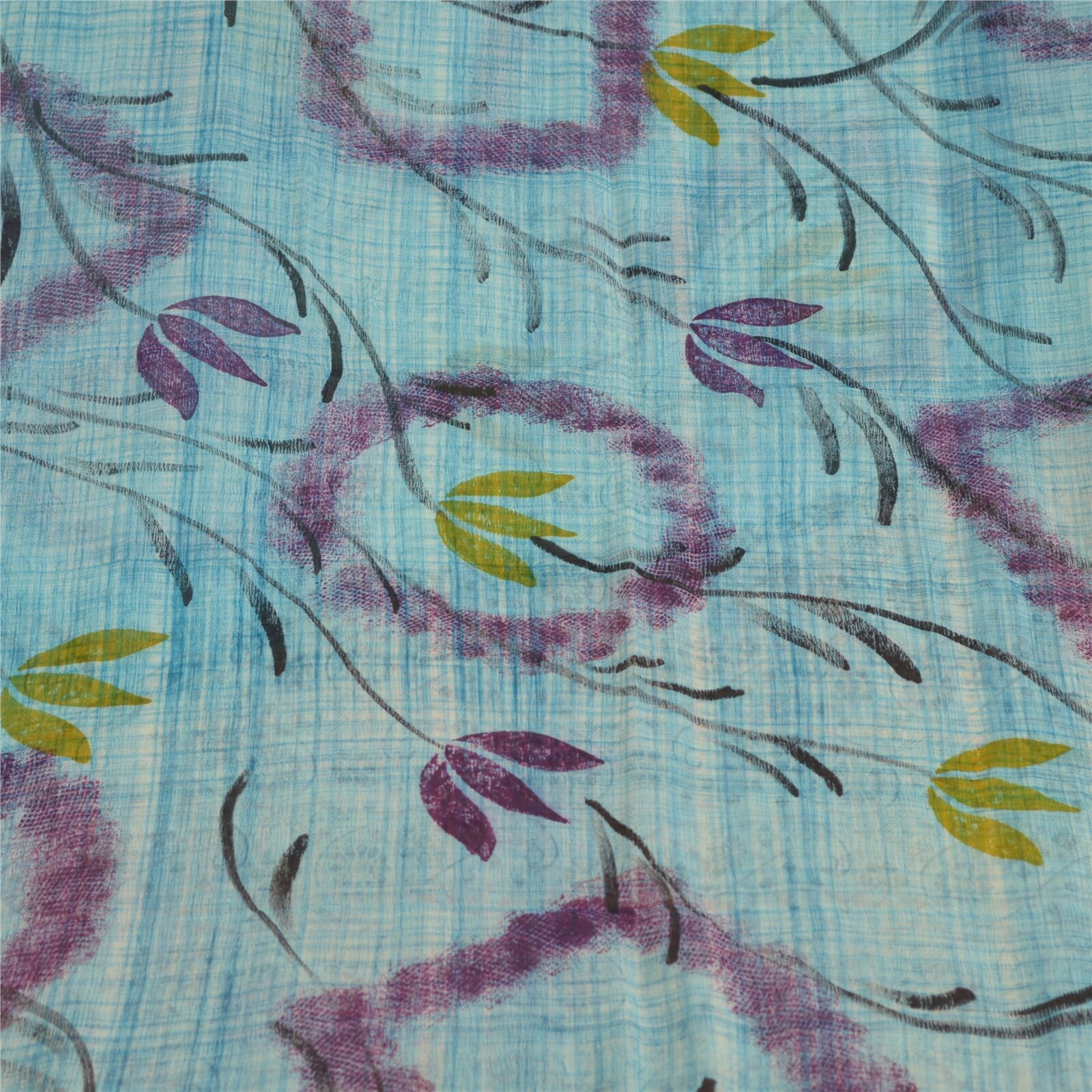 Sanskriti Vintage Peach/Blue Sarees Blend Georgette Printed Sari Craft Fabric