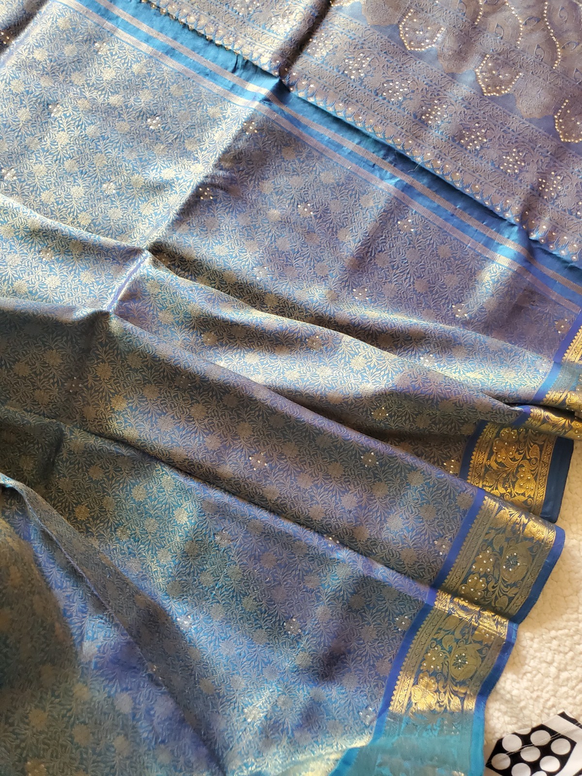 Women Pure Silk Brocade Stonework Kanjivaram Saree Designer Party Wedding Festiv
