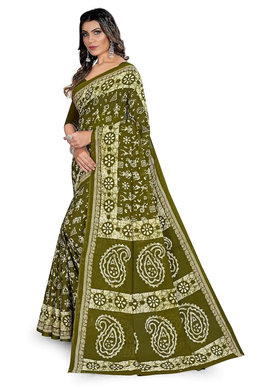 Women’s Plain Weave Pure Cotton Saree Without Blouse Piece