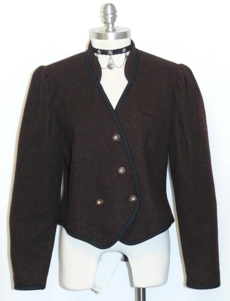 LODENFREY ~ BROWN WOOL Women Austria Hunting Riding Dress JACKET Over Coat 8 S