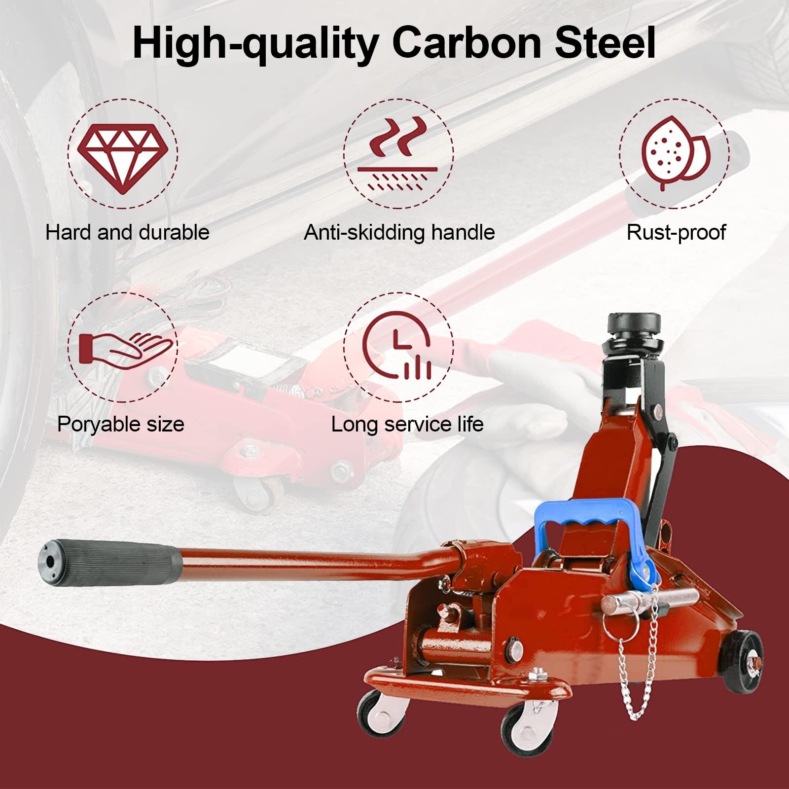 ANCKNE Horizontal Hydraulic Jack Handle 2 Ton, Jack Handle Replacement, with Rub